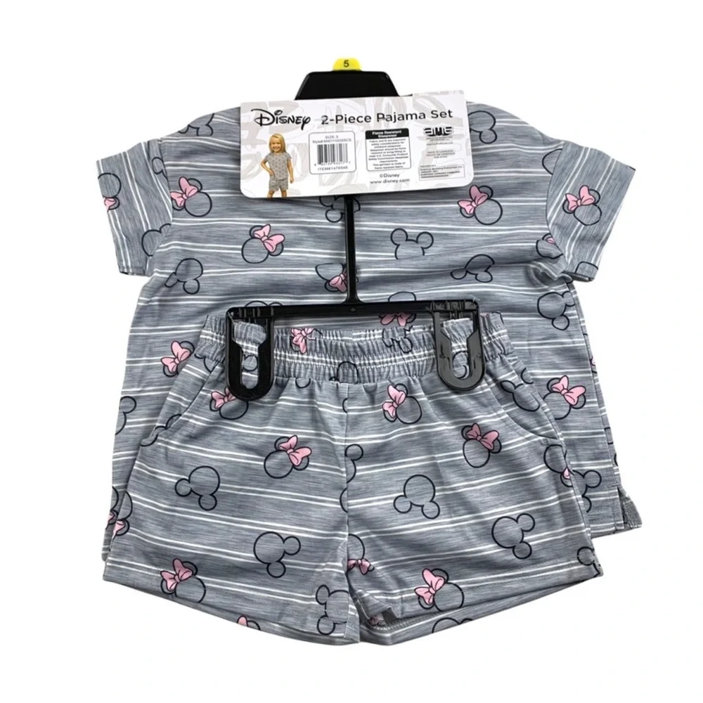 Disney Kids 5T Mickey Mouse Minnie Mouse Print Shorts and Top Pajama Set NEW